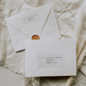 Elegante bruiloft retour adres label met kalligraf