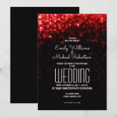 Elegante bruiloft rode lichten bokeh achtergrond kaart (Voorkant / Achterkant)