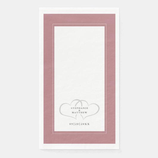 Elegante bruiloft romantische harten stoffig Roos  Servet (Voorkant)