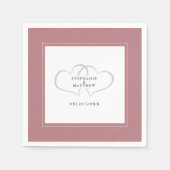 Elegante bruiloft romantische harten stoffig Roos Servet (Voorkant)