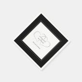 Elegante bruiloft romantische harten zwart wit pap servet (Hoek)