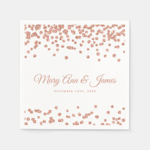 Elegante bruiloft Roos Gouden Glitter Confetti Wit Servet