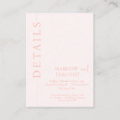 Elegante bruiloft roze behuizing repetitie diner informatiekaartje (Achterkant)