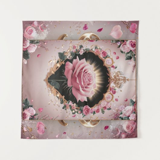 Elegante bruiloft Roze Rose Muurschildering #2 Wandkleed (Voorkant (horizontaal))