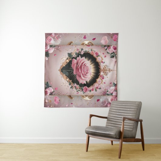 Elegante bruiloft Roze Rose Muurschildering #2 Wandkleed (In Situ (horizontaal))