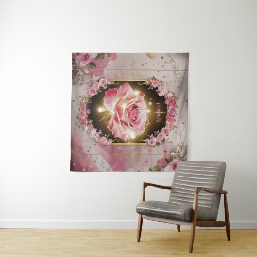 Elegante bruiloft Roze Rose Muurschildering #3 Wandkleed (In Situ (horizontaal))