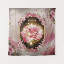 Elegante bruiloft Roze Rose Muurschildering #3