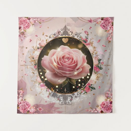 Elegante bruiloft Roze Rose Muurschildering #5 Wandkleed (Voorkant)