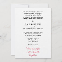 Elegante bruiloft roze wit twee harten kaart