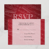 Elegante bruiloft RSVP Bladmuziek Rood Kaartje (Voorkant / Achterkant)