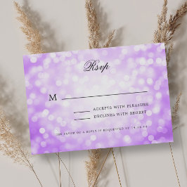 Elegante bruiloft RSVP Bokeh licht Paarse Kaartje