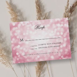 Elegante bruiloft RSVP Bokeh Lights Blush Pink Kaartje