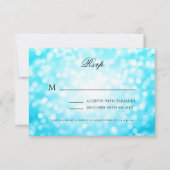 Elegante bruiloft RSVP Bokeh Lights Turquoise Kaartje (Voorkant)