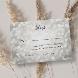 Elegante bruiloft RSVP Bokeh Lights  Zilver Kaartje