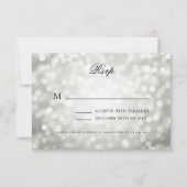 Elegante bruiloft RSVP Bokeh Lights  Zilver Kaartje (Voorkant)