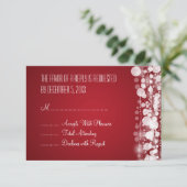 Elegante bruiloft RSVP gestippeld rood (Staand voorkant)