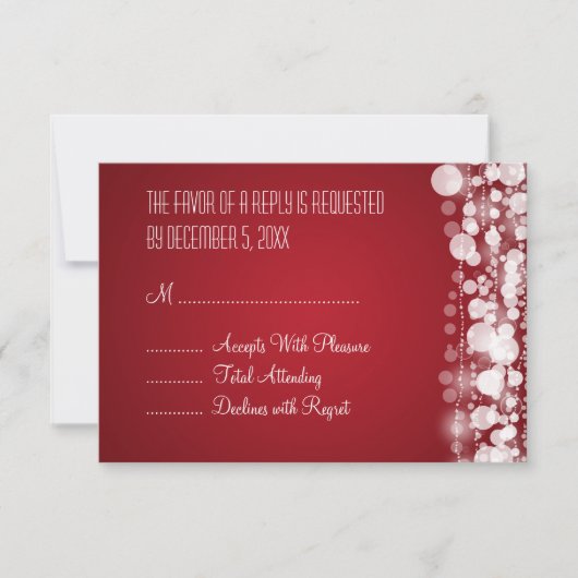 Elegante bruiloft RSVP gestippeld rood Kaartje (Voorkant)