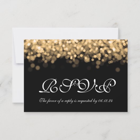 Elegante bruiloft RSVP Gold Lights CUSTOM (Achterkant)