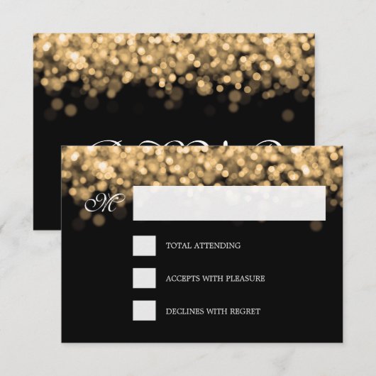 Elegante bruiloft RSVP Gold Lights CUSTOM (Voorkant / Achterkant)