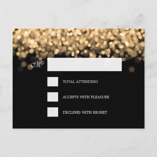Elegante bruiloft RSVP Gold Lights Uitnodiging Briefkaart (Achterkant)