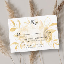 Elegante bruiloft RSVP Gouden Waterverf Bloemen
