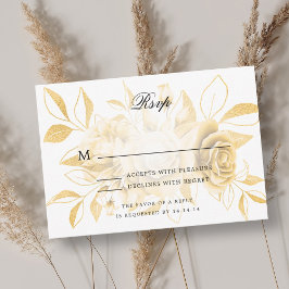 Elegante bruiloft RSVP Gouden Waterverf Bloemen Kaartje