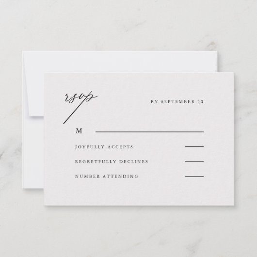 Elegante bruiloft RSVP in zwart Kaartje (Voorkant)
