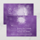 Elegante bruiloft RSVP Modern Hearts Paarse (Voorkant / Achterkant)