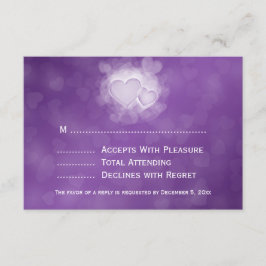 Elegante bruiloft RSVP Modern Hearts Paarse Kaartje