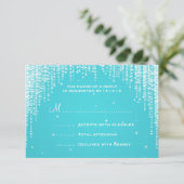 Elegante bruiloft RSVP Nachtverblinding Blauw (Staand voorkant)