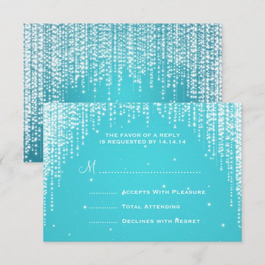 Elegante bruiloft RSVP Nachtverblinding Blauw (Voorkant / Achterkant)