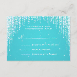 Elegante bruiloft RSVP Nachtverblinding Blauw Kaartje