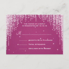 Elegante bruiloft RSVP Night Dazzle Berry Roze Kaartje