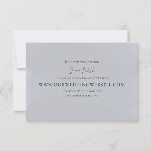 Elegante bruiloft RSVP Online Lichtblauw Script (Voorkant)