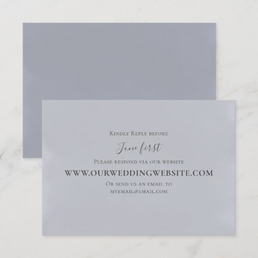 Elegante bruiloft RSVP Online Lichtblauw Script Kaartje (Voorkant / Achterkant)