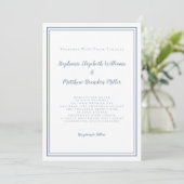 Elegante bruiloft & RSVP QR-code details Stofblauw Kaart (Staand voorkant)