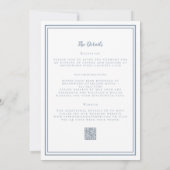 Elegante bruiloft & RSVP QR-code details Stofblauw Kaart (Achterkant)