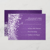 Elegante bruiloft RSVP Sparkling Wave Paarse (Voorkant / Achterkant)