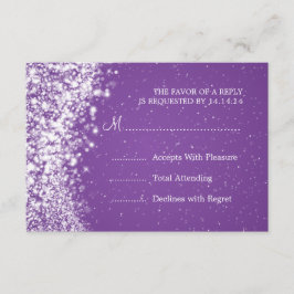Elegante bruiloft RSVP Sparkling Wave Paarse Kaartje