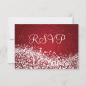Elegante bruiloft RSVP Sparkling Wave Rood (Achterkant)