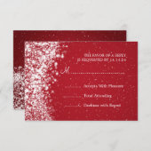 Elegante bruiloft RSVP Sparkling Wave Rood (Voorkant / Achterkant)