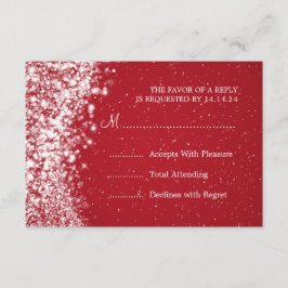 Elegante bruiloft RSVP Sparkling Wave Rood Kaartje