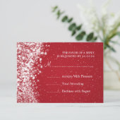Elegante bruiloft RSVP Sparkling Wave Rood Kaartje (Staand voorkant)