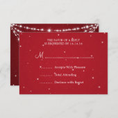 Elegante bruiloft RSVP sprankelende ketting rood (Voorkant / Achterkant)