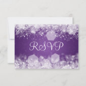 Elegante bruiloft RSVP sprankelende nacht Paarse (Achterkant)