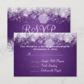 Elegante bruiloft RSVP sprankelende nacht Paarse (Voorkant / Achterkant)