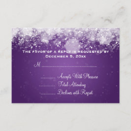 Elegante bruiloft RSVP sprankelende nacht Paarse Kaartje