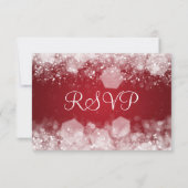 Elegante bruiloft RSVP sprankelende nacht rood (Achterkant)