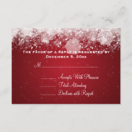Elegante bruiloft RSVP sprankelende nacht rood Kaartje
