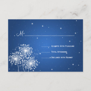 Elegante bruiloft RSVP Summer Sparkle Sapphire Blu Kaartje